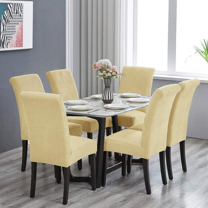 Howhic Stretch Chair Covers for Dining Room Set of 4, Removable Washable Dining Room Chair Covers, Dining Chair Slipcovers Seat Protector, Great Decoration for Home and Banquet (Champagne, 4 Pack)
