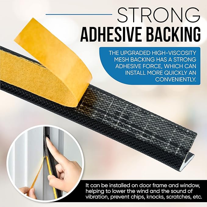 Adhesive V Shape Weatherstrip, Weather Stripping Door Seal Strip Foam Door Frame Insulation Side Jamb Bottom Groove Gap Filler Soundproof V Weatherstripping (Black, 1/2 in x 1/2 in x 26 Ft)