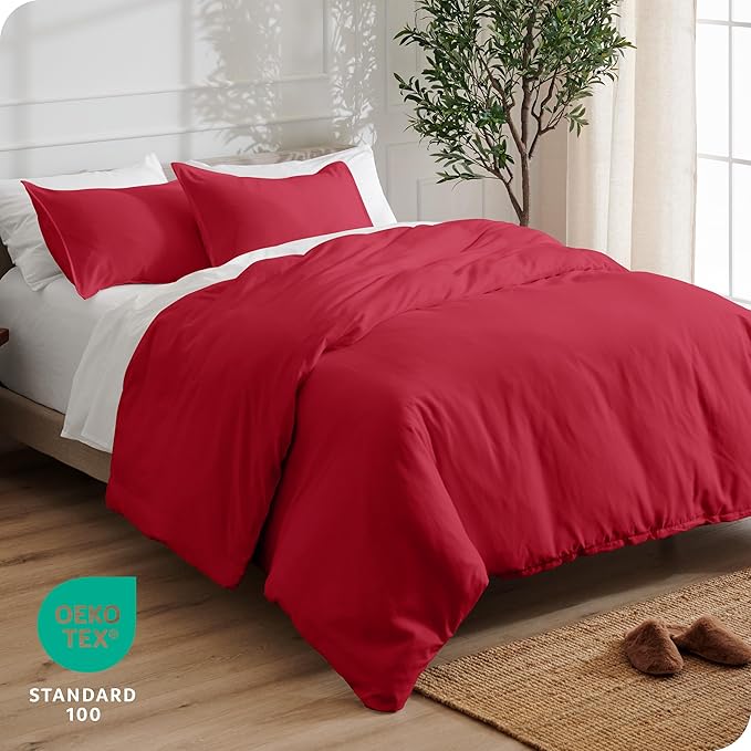 Bare Home Bedding Duvet Cover Extra Long Size - Premium 1800 Super Soft Collection - Lightweight, Cooling Duvet Cover - Soft Breathable Bedding (Twin/Twin XL, Red)