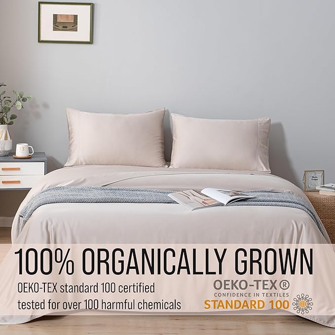 Bella Coterie Luxury Bamboo Viscose Twin XL Size Sheet Set | 100% Organically Grown | Ultra Soft | Cooling for Hot Sleepers | 18" Deep Pocket [Dune]