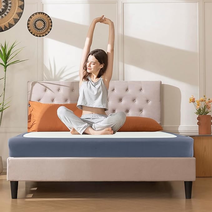 Biscaynebay Decorative Box Spring Cover King & Cal King Size, Dark Grey Luxurious Jersey Knitting Stretchy Wrap Around 4 Sides Bed Skirt for Home/Hotels, Easy Fit Wrinkle & Fade Free Machine Washable