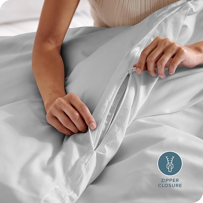 Bare Home Bedding Duvet Cover Oversized Queen - Premium 1800 Super Soft Collection - Lightweight, Cooling - Soft Breathable Bedding Duvet Cover (Oversized Queen, Cloud Grey)