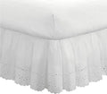 Fresh Ideas Eyelet Bed Skirt, Ruffled Design, 18 Inch Drop, Embroidered Scalloped Edge, King, White