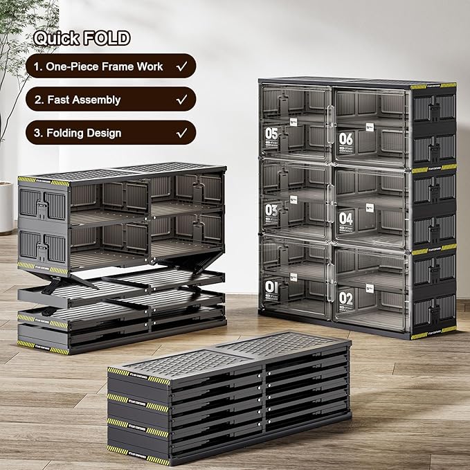 40 Pairs Portable Shoe Storage Cabinent of 3-Step Fast Installation,Plastic Shoe Box with Magnetic Clear Door for Entryway, Enclosed Shoe Rack for Sneaker, Heels etc.. (2Row, 10Tier)