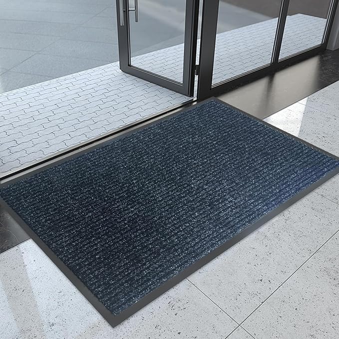 Front Door Mat,2.7'x4'Indoor Outdoor Door Mat,Heavy Duty Durable Welcome,Commercial Floor Mats Inside Outside Entrance, Waterproof All-Season, All-Weather Non Slip Backing Doormat for Entryway,Black