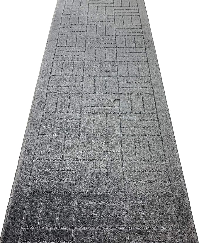 Custom Length Hallway Runner Rug,Slip Resistant,Bricks Anthracite, 26 Inch X 17 feet, Sold and Priced Per Foot