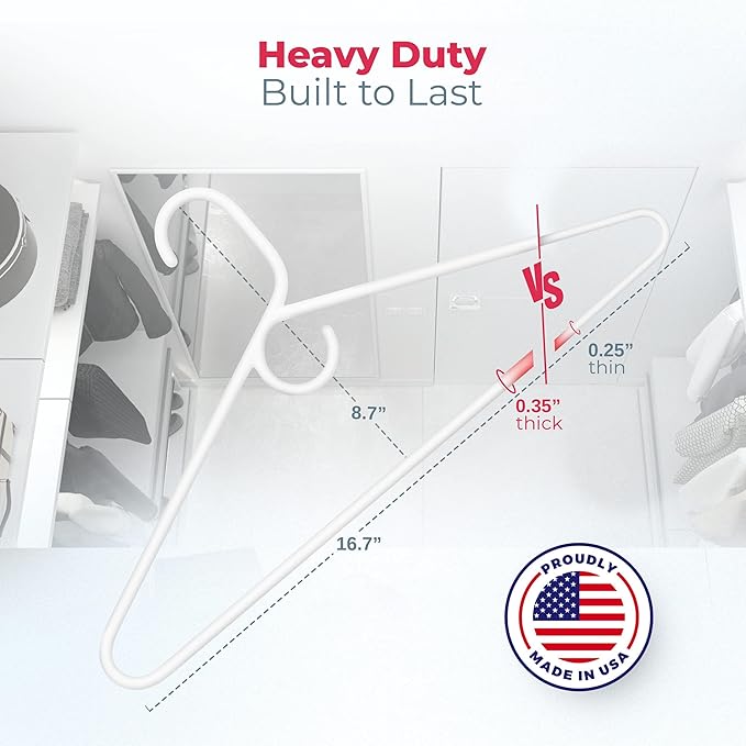 Neaties Heavy Duty Clothes Hangers 100+ Pack (216 Count) – Made in The USA – 8lb Capacity Plastic Hangers for Adult Clothing – Durable for Pants, Coats, Jackets, or Jeans – White