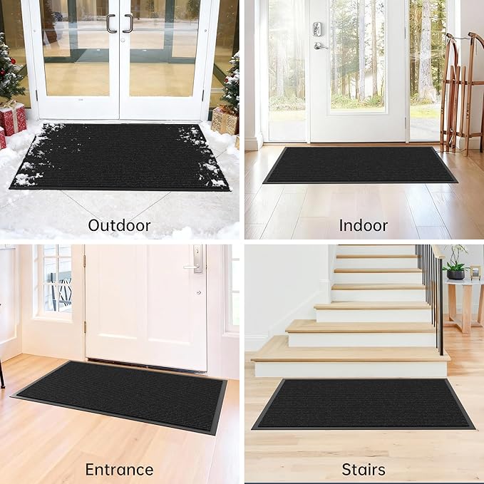 Front Door Mat Indoor Outdoor Entrance, 48" x 96" All-Season Heavy Duty Waterproof Doormat, Non-Slip Absorbent Entryway Mat, Easy to Clean, Low Profile Commercial Floor Mat for Indoor Outdoor