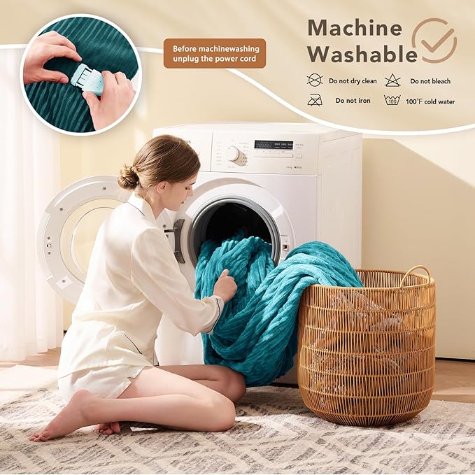 Homemate Electric Heated Blanket King Size - 100"x90" Heating Blanket King Size Dual Control 1/2/4/6/8 Hours Auto-Off 10 Heat Level Over-Heat Protection Soft Flannel Sherpa ETL Certification