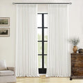 Beige White Pinch Pleated Linen Curtains 2 Panels 100 Inches Long for Living Room Bedroom Memory Training Shaped Semi Sheer Pleat Drapes with Hooks Rings Light Filtering Window Curtain 40x100