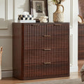 LEYAOYAO Fluted 5 Drawers Dresser for Bedroom Set of 2, 34" Tall Modern Chest of Drawers with Metal Handle, Curved Profile Design,Wood Drawer Organizer for Bedroom, Living Room, Hallway,Walnut
