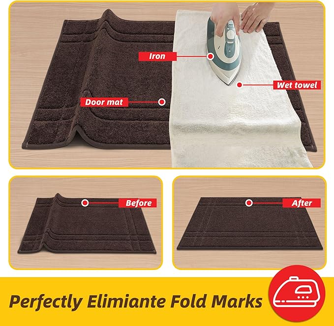 JSEI Entryway Rugs Doormat 24"x36", Non-Slip Dirt Trapper Door Mats Indoor, Washable Absorbent and Stain Resist Welcome Floor Mat for Front Door, Dog Door Mat, Muddy Wet Shoes & Paws, Brown