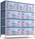 Sorbus Kids Dresser with 9 Drawers - Furniture Storage Chest Tower Unit for Bedroom, Hallway, Closet, Office Organization - Steel Frame, Wood Top, Tie-dye Fabric Bins (Pastel, Tie-dye)