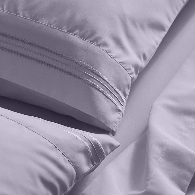 Mellanni Queen Sheet Set - 6-Piece Iconic Collection Bedding, (Including 4 Pillowcases), 21-Inch Extra Deep Pocket, Easy Care, Ultra Soft, Cooling Sheets, Brushed Microfiber - Lavender
