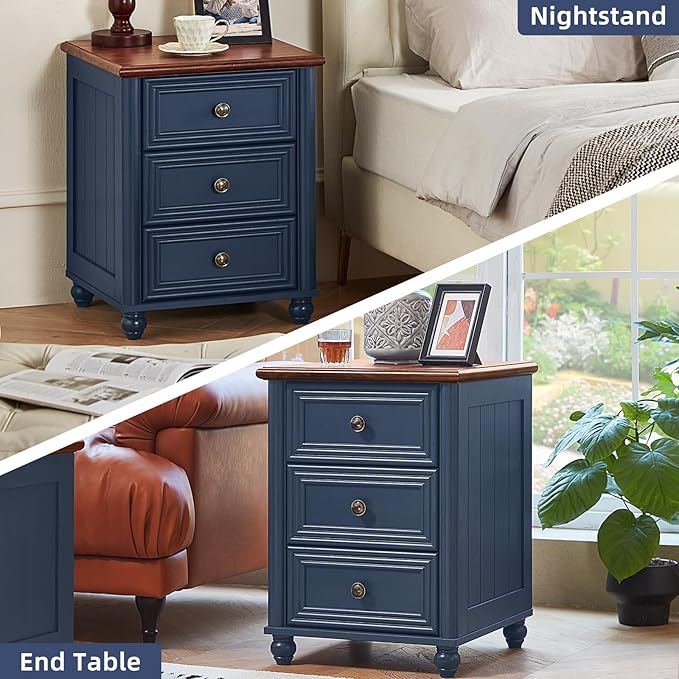 Farmhouse Dressers & Night Stand Set of 4, Wood 54" Wide 6 Drawer Dresser & 45" Tall Chest of Drawers, 18" Roman Column Nightstand Set of 2, Bedroom Furniture Dresser Sets for Home Living Room Hallway