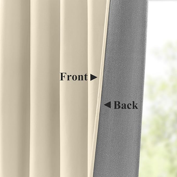 Velvet Curtains 84 Inches for Bedroom Thermal Insulated Room Darkening Heavy Velvet Curtain Sound Reducing Luxury Window Drapes for Living Room, Back Tab Rod Pocket, Ivory, W52 x L84, 2 Panels