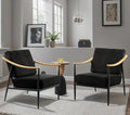 Modern Accent Chairs Set of 2 for Living Room Bedroom Mid Century Arm Chairs Upholstered Office Accent Chairs Comfy Waiting Room Chairs with Metal Frame, Black