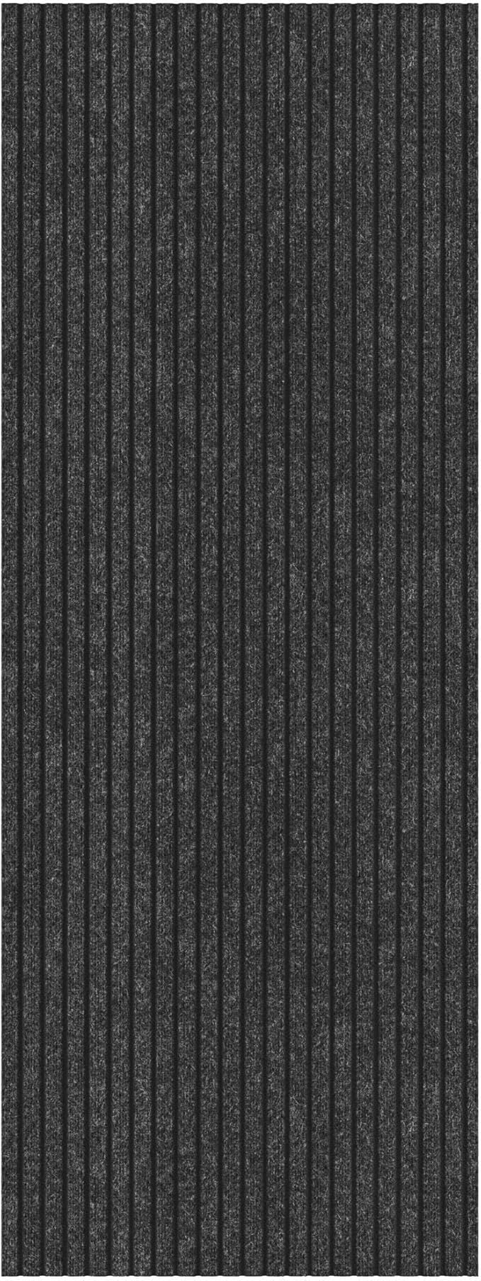 Ottomanson 2' x 20' Hallway Runner with Scraper Pile Extra Durable Non-Slip Rug Mat for Indoor & Outdoor Use - Ideal for Kitchen, Entryway, Patio & Garage - High-Traffic Carpet, Black