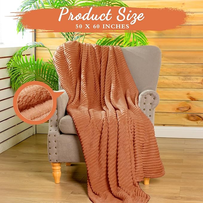 Buryeah 12 Pcs Flannel Throw Blanket Bulk 50 x 60 in Sleepover Blanket Outdoor Wedding Throw Lightweight, Oeko-tex Standard 100 Certified for Sofa Homeless Gifts (Terracotta)