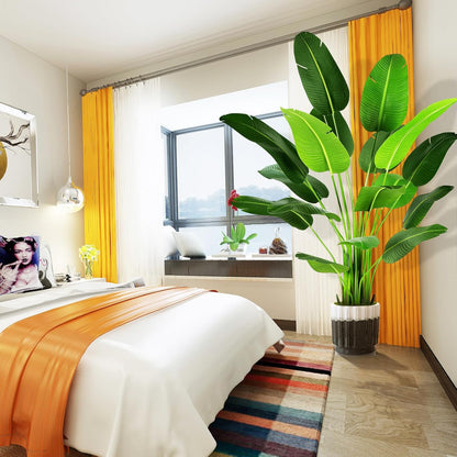 7.2ft Artificial Silk Bird of Paradise Palm Tree (85in) with 17 Trunks Faux Tree and Plastic Nursery Pot, Fake Plant for Office House Farmhouse Living Room Home Decor (Indoor/Outdoor)