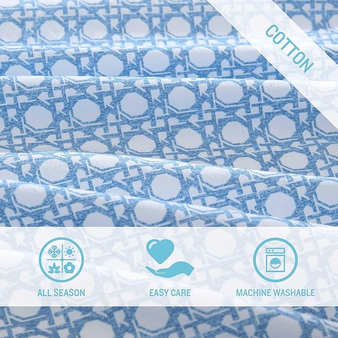 Tommy Bahama - Queen Bed Sheets, Crisp & Cool Cotton Percale Bedding with Matching Pillowcases, Lightweight Bed Set, Oeko-Tex Certified (Bahama Isle Blue)