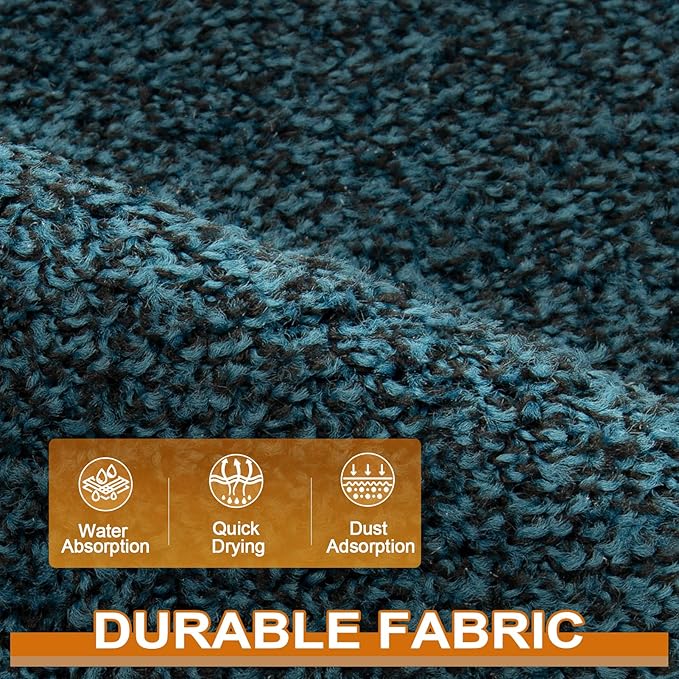 Mibao Front Door Mat, Dirt Trapper Welcome Mat for Outdoor Indoor, Non-Slip Waterproof Doormat, Durable Machine Washable Low Profile Entry Rug for Back Door Outside Patio Porch, 36" x 24", Blue