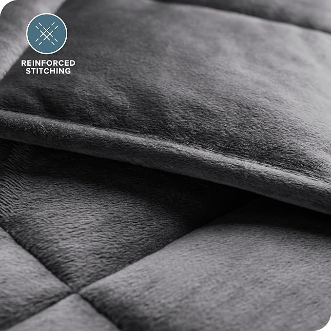Bare Home Weighted Blanket Queen Size 17lb (60" x 80") for Adults - Minky Fleece - Premium Heavy Blanket Nontoxic Glass Beads (Grey, 60"x80")
