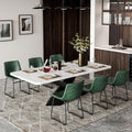 Dining Chairs Set of 6, 18 Inch Modern Armless Dining Chair with Back, Faux Leather Kitchen Dining Room Chair with Metal Legs for Home, Bistro Coffee Shops (Green)