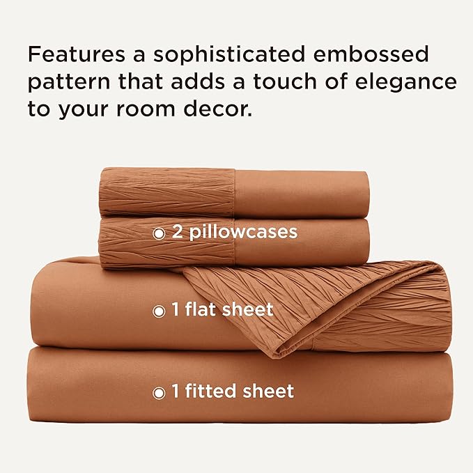 Bedsure Full Size Bed Sheets - 4 Pieces Soft Full Sheet Set - Breathable & Cooling - Hotel Luxury - Easy Care Polyester Microfiber Bedding for Women, Men, Terracotta