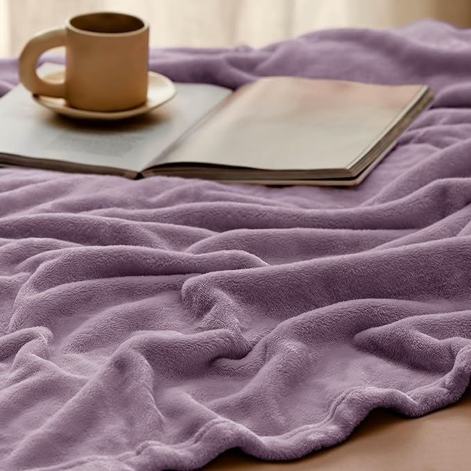 Bedsure GentleSoft Fleece Bed Blankets Queen Size Fog Purple - Soft Lightweight Plush Fuzzy Cozy Luxury Blanket Microfiber, 90x90 inches