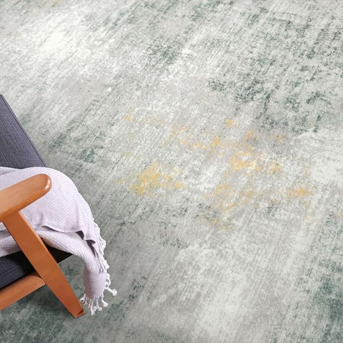 IOHOUZE Small Abstract Area Rug 2x3 Ft Entryway Rugs Washable Door Mat Indoor Entrance, Printed Faux Wool Non Slip Floor Carpet for Foyer Front Door Sink, Light Green/Gray/Orange