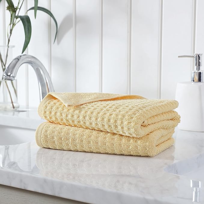 Tommy Bahama - Hand Towels, Soft & Absorbent Cotton Towels, Low Linting & Fade Resistant (Northern Pacific Yellow, 2 Piece)