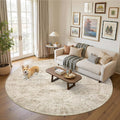 8x8 Beige Round Rug 8ft Living Room Circle Rug Vintage Round Area Rug Non Slip Indoor Carpet for Apartment