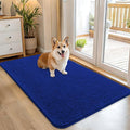 OLANLY Dog Door Mat for Muddy Paws 45x27, Absorbs Moisture and Dirt, Absorbent Non-Slip Washable Doormat, Quick Dry Chenille Mud Mat for Dogs, Entry Indoor Entryway Carpet for Inside Floor, Royal Blue