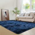 duduta Navy Blue Soft Fluffy Rug 5x8 ft, Tie-Dyed Shag Fuzzy Plush Rectangle Carpet for Bedroom Nursery Living Room Home Decor