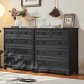 Farmhouse 5 Drawer Dresser for Bedroom Set of 2, 33.2" Tall Small Dressers & Chest of Drawers, Rustic Wood Dresser with Metal Handle, Storage Organizer Closet for Living Room, Hallway,Entryway
