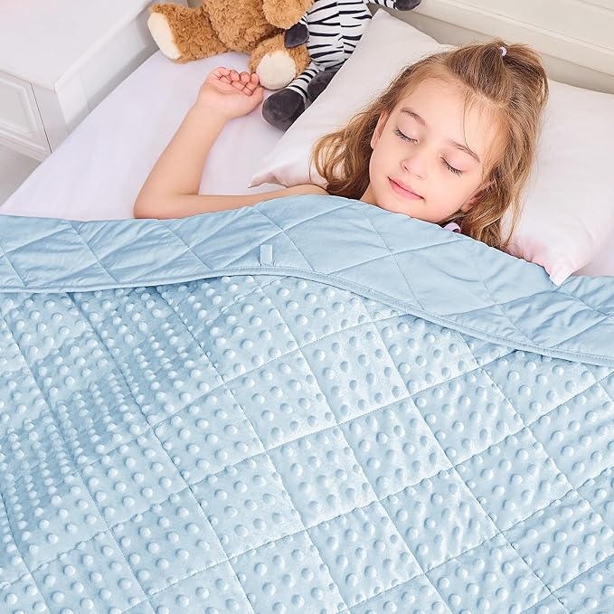 yescool Weighted Blanket 3 lb Light Blue Small Weighted Lap Blanket for Boys and Girls, Cooling Weighted Throws Blanket Minky Heavy Blankets, for 20-45lbs, 36 * 48in