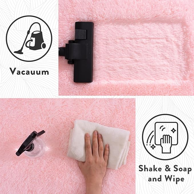 9x12 Large Area Rugs for Living Room, Soft Pink Fluffy Shag Rug for Bedroom, Non-Slip Modern Indoor Plush Shaggy Floor Carpet, Big Fuzzy Rugs for Nursery, Kids & Girls Room, Dorm, Home Decor