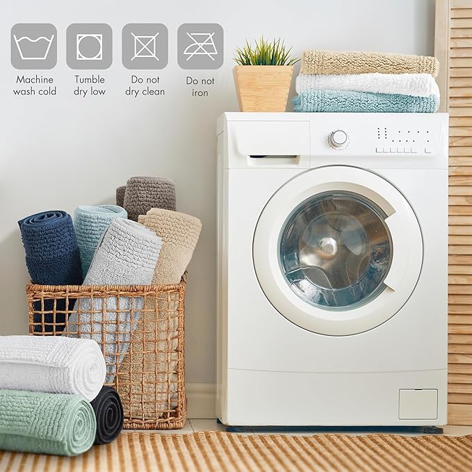 Madison Park Splendor Reversible 100% Cotton Tufted Bathroom Rug-3000 GSM Hotel Quality Luxurious Plush Medium Pile Bath Mat Absorbent, Quick Dry, Shower Room Décor, 24x60 Grey