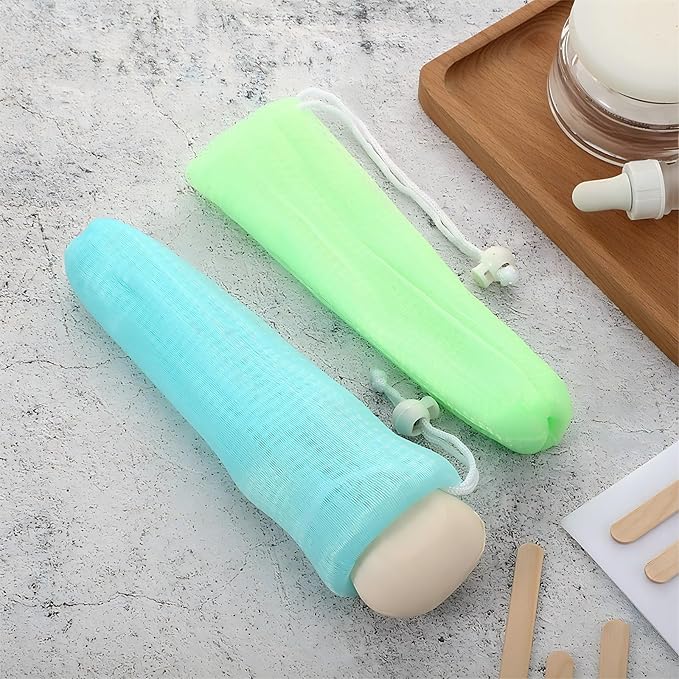 Boao Mesh Soap Bar Loofah Exfoliating Mesh Soap Saver Bag Pouch Bubble Foam Net for Body Facial Shower Cleaning Tool(20 Pieces)