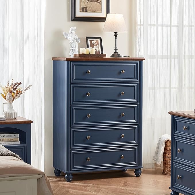 Farmhouse Dressers & Night Stand Set of 4, Wood 54" Wide Dresser & 45" Tall Chest of Drawers, 18" with Charging Station Nightstand Set of 2, Bedroom Furniture Dresser Set for Home Living Room Hallway