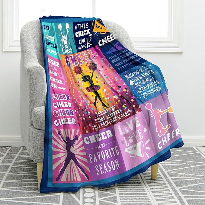 Jekeno Cheerleading Blanket Gifts for Women Men Kids Girls Boys Mom Wife Female Friends Birthday Christmas Halloween Presents Home Bedroom Living Room Decor Colorful Throw Blanket 60"x80"
