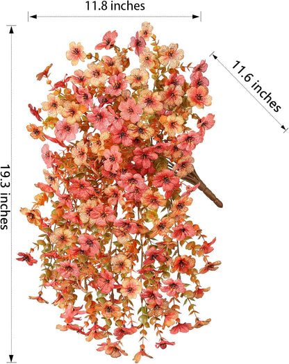 INSPRING Artificial Mums for Outdoors Decoration Fall Fake Flowers for Outside Decor, 2Pcs Silk Daisy with Eucalyptus UV Resistant Realistic Vines for Front Door Yard Patio Porch Planter Home