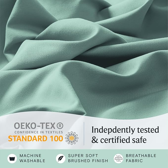 LuxClub 4 PC Full Sheet Set, Deep Pockets Wrinkle Free Cooling Bed Sheets Hotel Bedding for Women, Men, Kids & Teens, Includes 1 Fitted Sheet, 1 Flat Sheet and 2 Pillowcases-Soft Light Teal