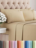 Full 6 Piece Sheet Set - Cooling, Comfy & Breathable - Hotel Luxury Bedding, Includes Fitted Sheet for Women, Men, Kids & Teens - 1 Flat, 1 Fitted Sheet, 4 Pillowcases w/Deep Pockets - Heathered Tan
