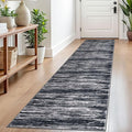 2x8 Modern Abstract Runner Rug for Hallways, Black Super Soft Hallway Decor Kitchen Rugs with Non-Slip, Non-Shedding Washable Rug for Entryway Bedroom Indoor