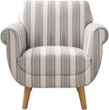 VANOMi Mid-Century Accent Chair with Stripe Pattern, Modern Linen Fabric Armchair with Wood Legs, Club Chair for Living Room, Comfy Upholstered Side Chairs for Bedroom, Reading, Small Place (Grey)