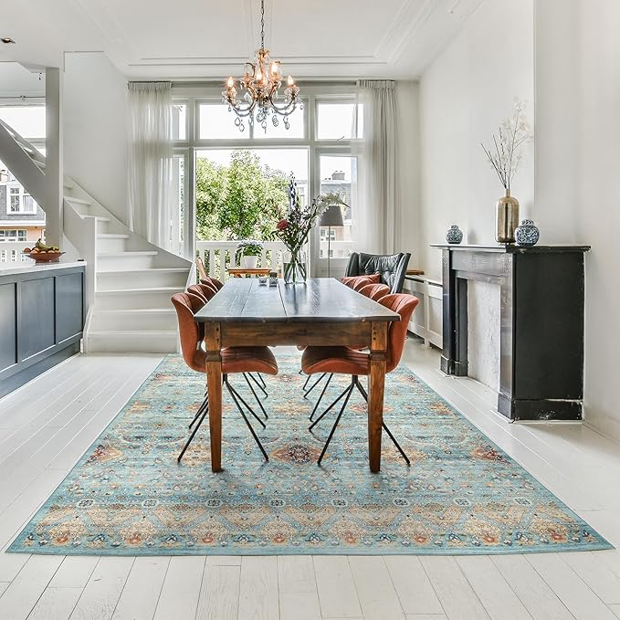 Gertmenian Indoor Boho Area Rug - 6x9 Medium, Non Slip, Super Strong, Ideal for High Traffic Areas in Bedroom, Living Room, Kitchen - Tanis, Sage, 28502