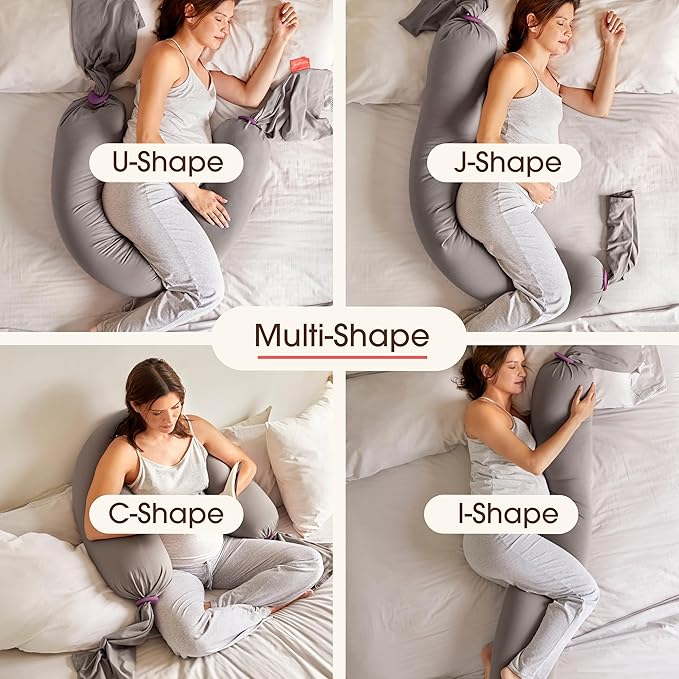bbhugme Adjustable Pregnancy Pillow with an Extra Stone Cover - Full Body Support for Pregnant Women