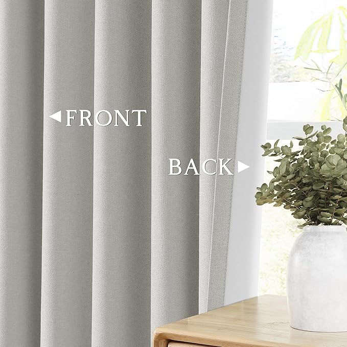 ChrisDowa 100% Blackout Light Grey Solid Curtains 120 Inches Long 2 Panels for Bedroom Living Room,Farmhouse Room Darkening Thermal Insulated Soundproof Grommet Top Window Treatment Drapes,52x120